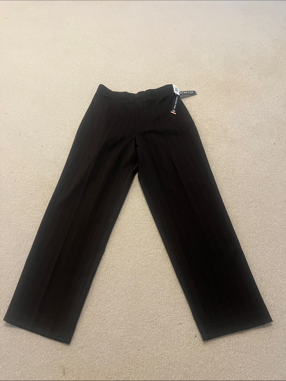 Briggs New York Brown Pinstripe Straight-Leg Dress Pants